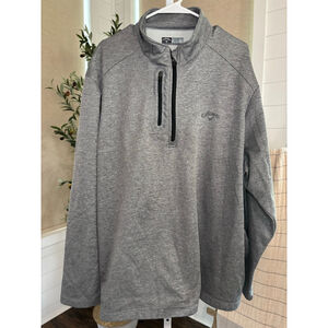 Men's Callaway Grey & Black Quarter-Zip Pullover Sweatshirt Pockets Fleece XXL